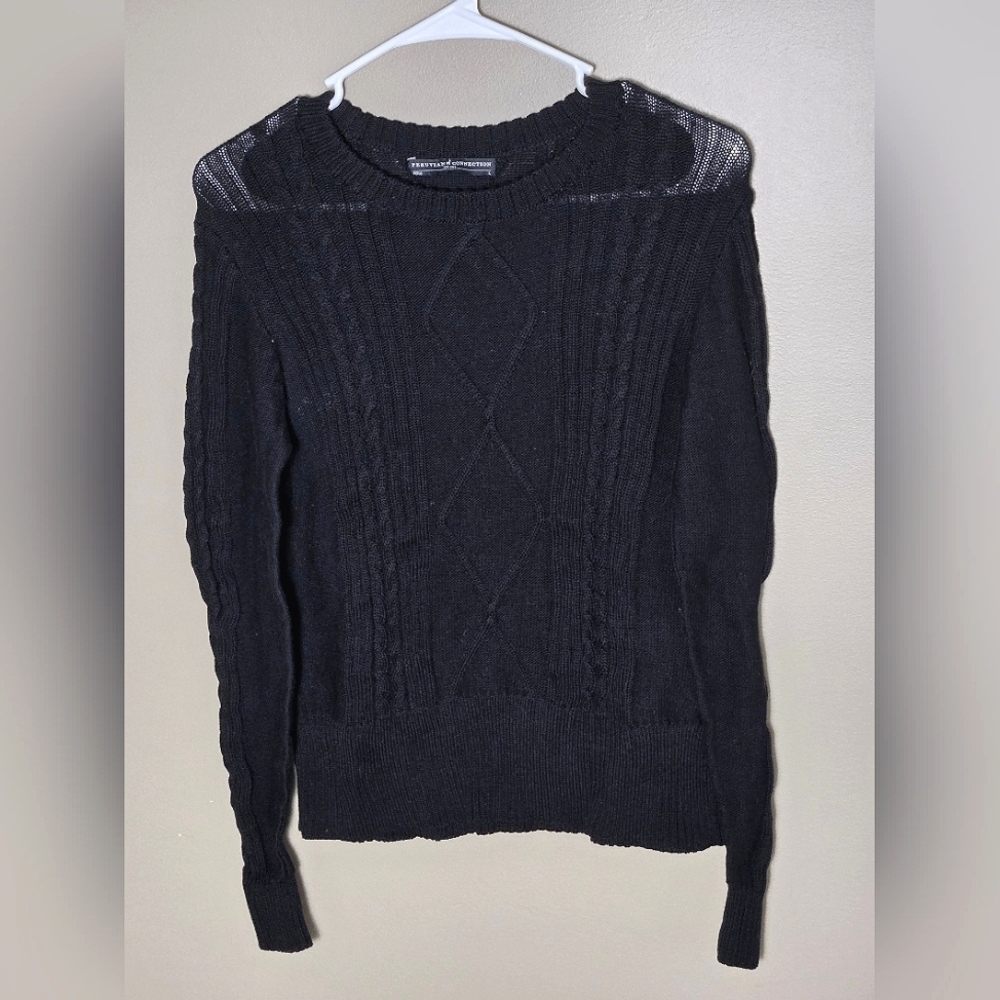 Women's Peruvian Connection Black Preppy Long Sleeve Sweater, Size Large‎